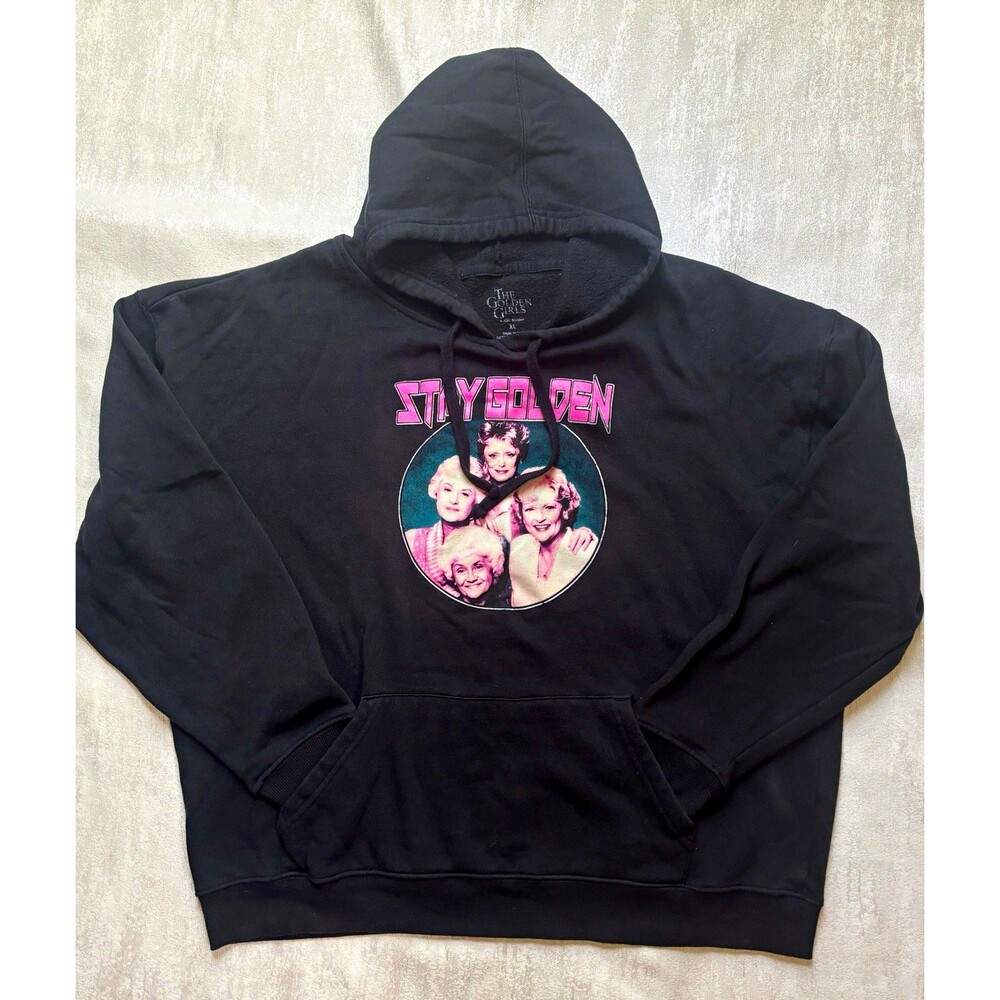 The Golden Girls Women’s Black Stay Golden Graphic Pullover Hoodie Size XL
